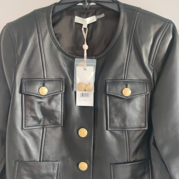 LOVESHACKFANCY Xander Cropped Lamb Leather Jacket Size 12 **FITS LARGE** NWT - Picture 11 of 16